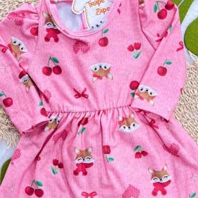 Vestido Raposinha e Frutinhas - Rosa